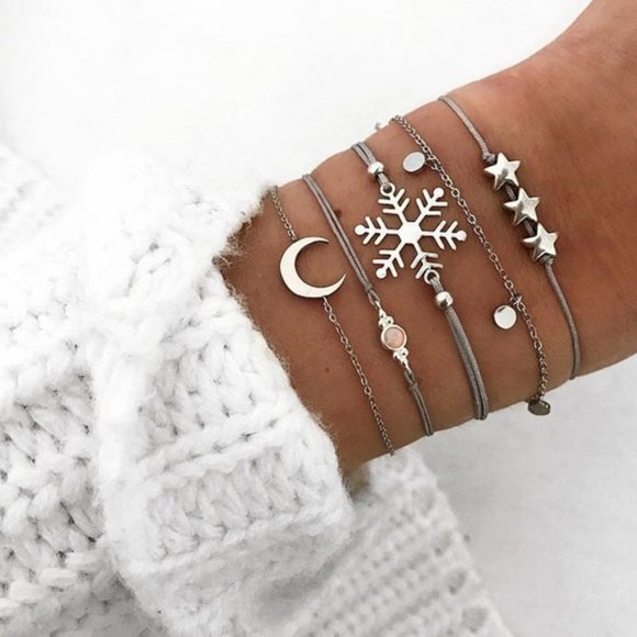 Lagom Studio Jewelry - Moon Snowflake Star Charm Bracelets Set